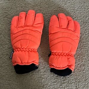 Kids Bright Orange Waterproof Winter Gloves